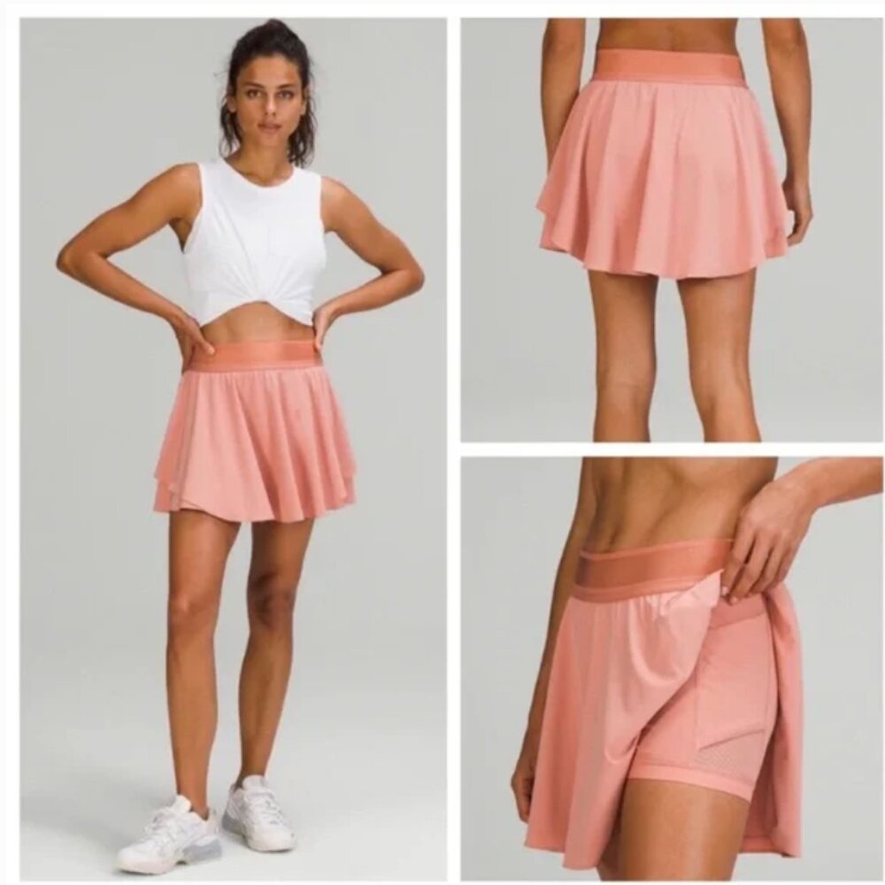 NWT Lululemon Court Rival High-Rise Skirt *Long Pink Savannah Women's 14 Tennis
